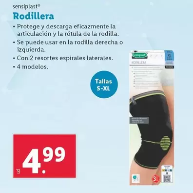 Oferta de Sensiplast - Rodillera por 4,99€ en Lidl