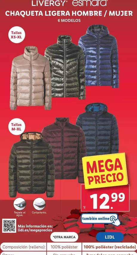 Oferta de Livergy/Esmara - Chaqueta Ligera Hombre / Mujer por 12,99€ en Lidl