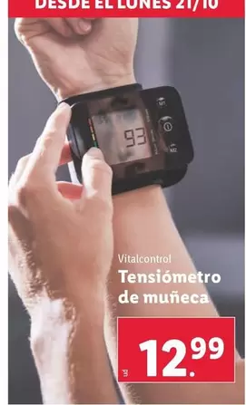 Oferta de Vitalcontrol - Tensiómetro De Muñeca por 12,99€ en Lidl