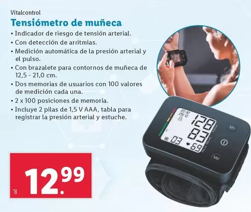 Oferta de Vitalcontrol - Tensiometro De Muneca por 12,99€ en Lidl