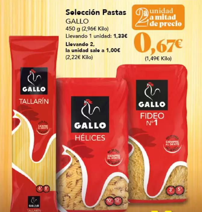 Oferta de Gallo - Seleccion Pastas por 0,67€ en Gadis