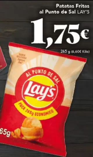 Oferta de Lay's - Patatas Fritas Al Punto De Sal por 1,75€ en Gadis