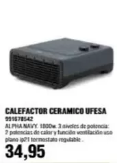 Oferta de Ufesa - Calefactor Cerámico por 34,95€ en Coinfer