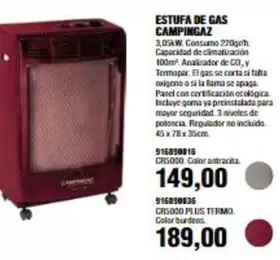 Oferta de Campingaz - Estufa De Gas  por 149€ en Coinfer