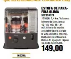 Oferta de Qlima - Estufa De Parafina por 149€ en Coinfer