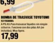 Oferta de Toyotomi - Bomba De Trasvase  por 17,99€ en Coinfer