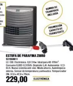 Oferta de Zibro - Estufa De Parafina por 229€ en Coinfer