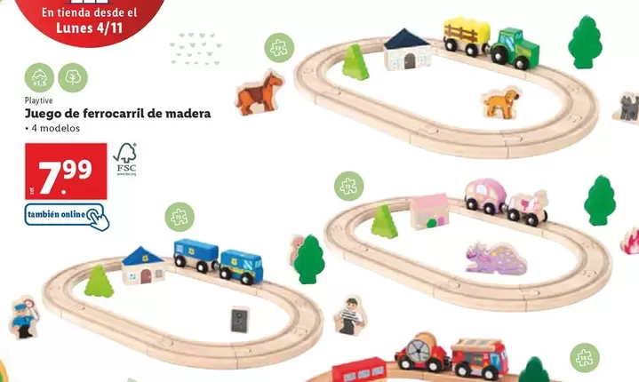 Oferta de Playtive - Juego De Ferrocarril De Madera en Lidl