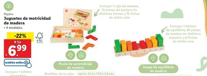 Oferta de Playtive - Juguetes De Motricidad De Madera por 6,99€ en Lidl