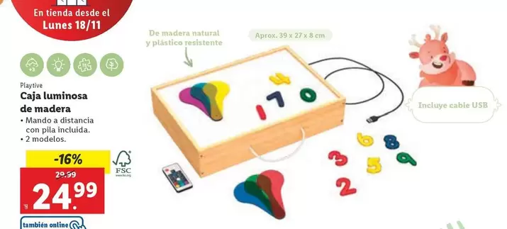 Oferta de Playtive - Caja Luminosa De Madera por 24,99€ en Lidl