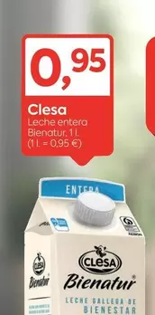 Oferta de Clesa - Leche Entera Bienatur por 0,95€ en Suma Supermercados