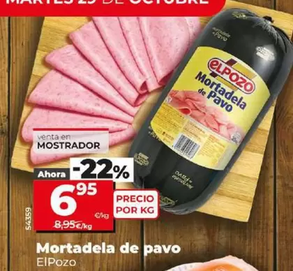 Oferta de El Pozo - Mortadela De Pavo por 6,95€ en Dia