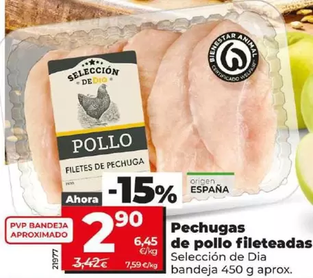 Oferta de Seleccion De Dia - Pechugas De Pollo Fileteadas por 2,9€ en Dia