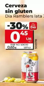 Oferta de Dia Ramblers - Cerveza Sin Gluten por 0,45€ en Dia