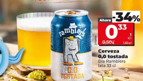 Oferta de Dia Ramblers - Cerveza 0,0 Tostada por 0,33€ en Dia