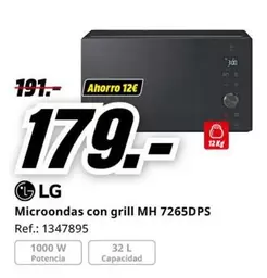 Oferta de LG - Microondas Con Grill MH 7265DPS por 179€ en MediaMarkt