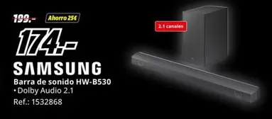 Oferta de Samsung - Barra De Sonido HW-B530 por 174€ en MediaMarkt