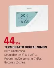 Oferta de Simon - Termostato Digital por 44,95€ en Tú Brico-Marian