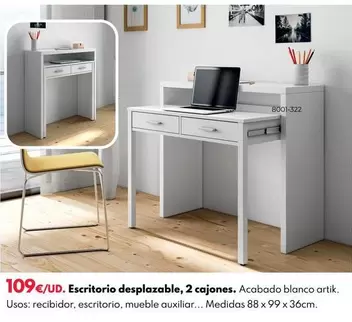 Oferta de Escritorio Desplazable, 2 Cajones por 109€ en BricoCentro