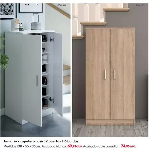 Oferta de Armario - Zapatero Basic 2 Puertos + 6 Baldas por 69,95€ en BricoCentro