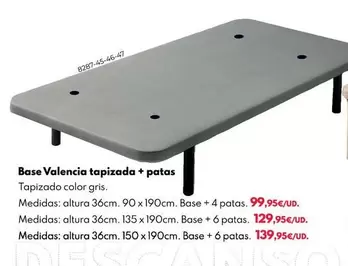 Oferta de Base Valencia Tapizada + Patas por 99,95€ en BricoCentro