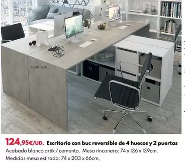 Oferta de Escritorio Con Buc Reversible De 4 Huecos Y 2 Puertas por 124,95€ en BricoCentro