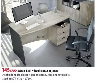 Oferta de Mesa Estil + Buck Con 3 Cajones por 145€ en BricoCentro