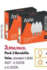 Oferta de Aslo - Pack 3 Bombilla Vela por 3,95€ en BricoCentro