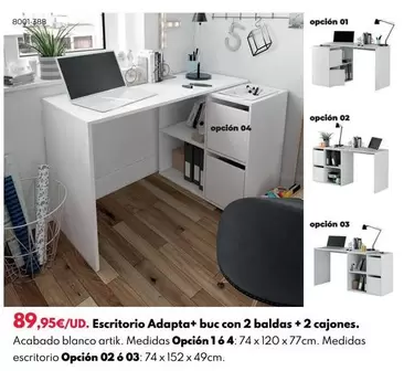 Oferta de Escritorio Adapta + Buc Con 2 Baldas + 2 Cajones por 89,95€ en BricoCentro