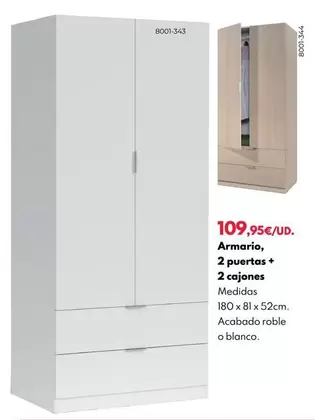 Oferta de Armario, 2 Puertas + 2 Cajones por 109,95€ en BricoCentro