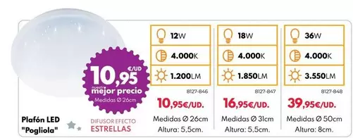 Oferta de Plafón LED "Pogliola" por 10,95€ en BricoCentro