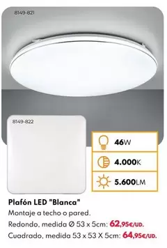 Oferta de Plafón LED "Blanca"  por 62,95€ en BricoCentro