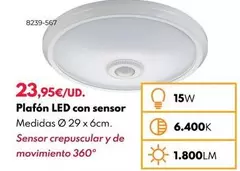 Oferta de Plafón LED Con Sensor por 23,95€ en BricoCentro