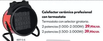 Oferta de Calefactor Cerámico Profesional Con Termostato por 29,95€ en BricoCentro