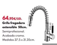 Oferta de Grifo Fregadero Extensible 50cm por 64,95€ en BricoCentro