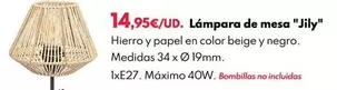 Oferta de Lámpara De Mesa "jily" por 14,95€ en BricoCentro