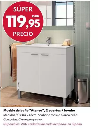 Oferta de Mueble De Bano "Athena", 2 Puertas+Lavabo por 119,95€ en BricoCentro