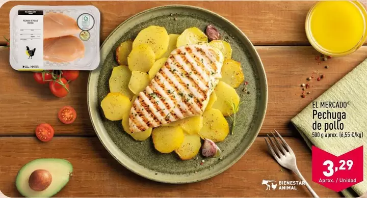 Oferta de El Mercado - Pechuga De Pollo por 3,29€ en ALDI