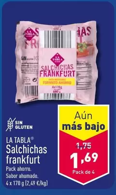 Oferta de La Tabla - Salchichas Frankfurt por 1,69€ en ALDI