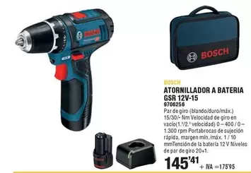 Oferta de Bosch - Atornillador A Bateria GSR 12V-15 por 145,41€ en Optimus