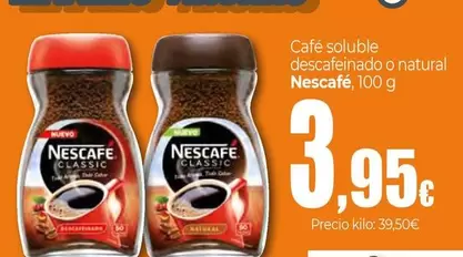 Oferta de Nescafé - Café Soluble Descafeinado O Natural por 3,95€ en Unide Supermercados