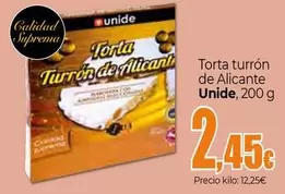 Oferta de Unide - Torta Turron De Alicante por 2,45€ en Unide Supermercados