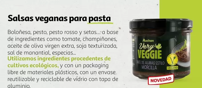 Oferta de Auchan - Salsas Veganas Para Pasta en Alcampo