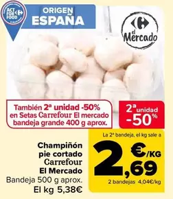 Oferta de Carrefour El Mercado - Champinon Pie Cortado por 5,38€ en Carrefour