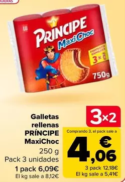 Oferta de Príncipe - Galletas Rellenas Maxichoc por 6,09€ en Carrefour