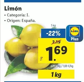 Oferta de Limón por 1,69€ en Lidl