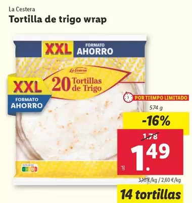 Oferta de La Cestera - Tortilla De Trigo Wrap por 1,49€ en Lidl