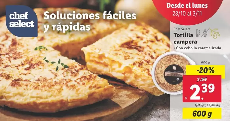 Oferta de Chef Select - Tortilla Campera por 2,39€ en Lidl