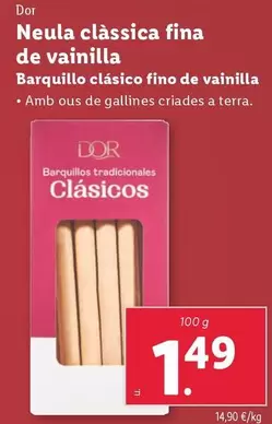 Oferta de Dor - Barquillo Clasico Fino De Vainilla por 1,49€ en Lidl