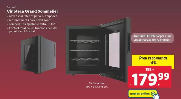 Oferta de Cecotec - Vinoteca Grand Sommelier por 179,99€ en Lidl